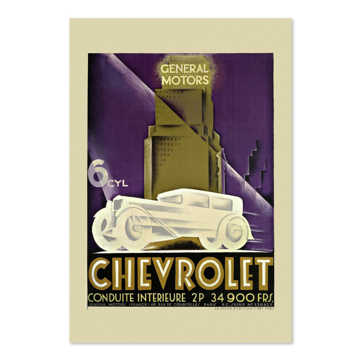 Chevrolet Conduite Intérieure poster print