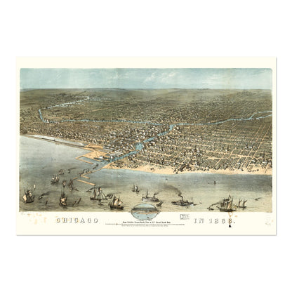 Chicago 1868 Panoramic Map poster print