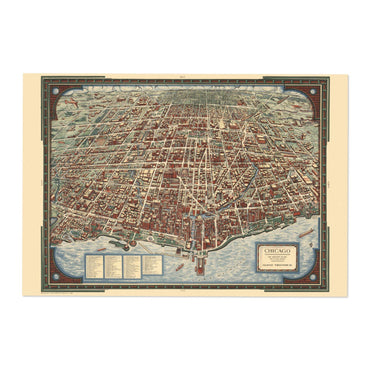 Chicago 1930s Bird’s-Eye Map vintage print