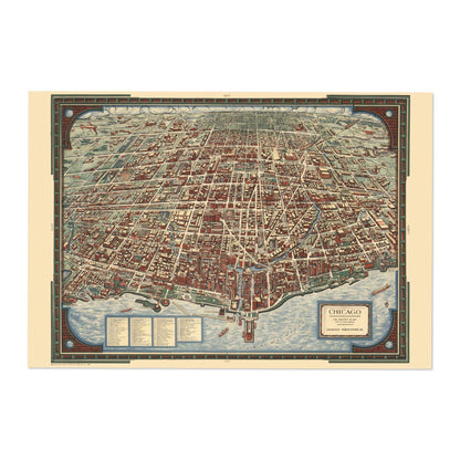 Chicago 1930s Bird’s-Eye Map vintage print