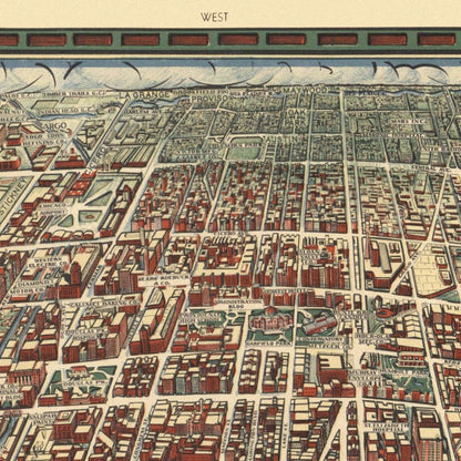 Close-up detail of the Chicago 1930s Bird’s-Eye Map
