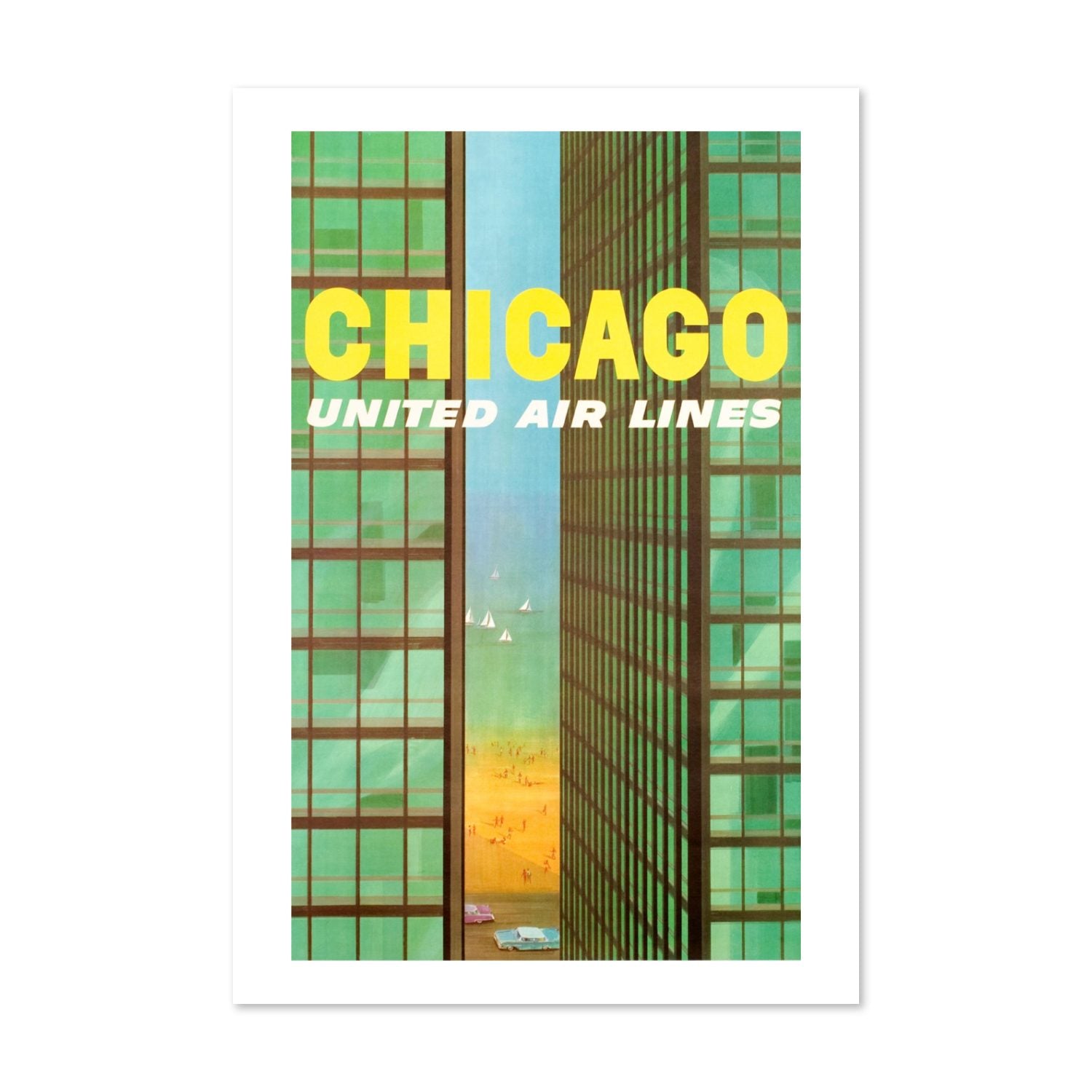 Chicago United Air Lines 1961 poster print