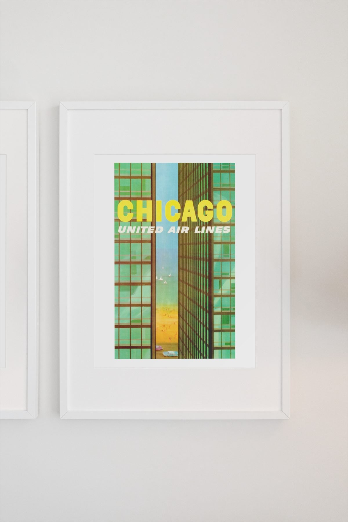 Chicago United Air Lines 1961 poster on a light wall