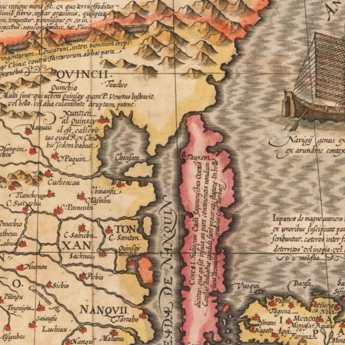 Close-up detail of the China 1606 Map