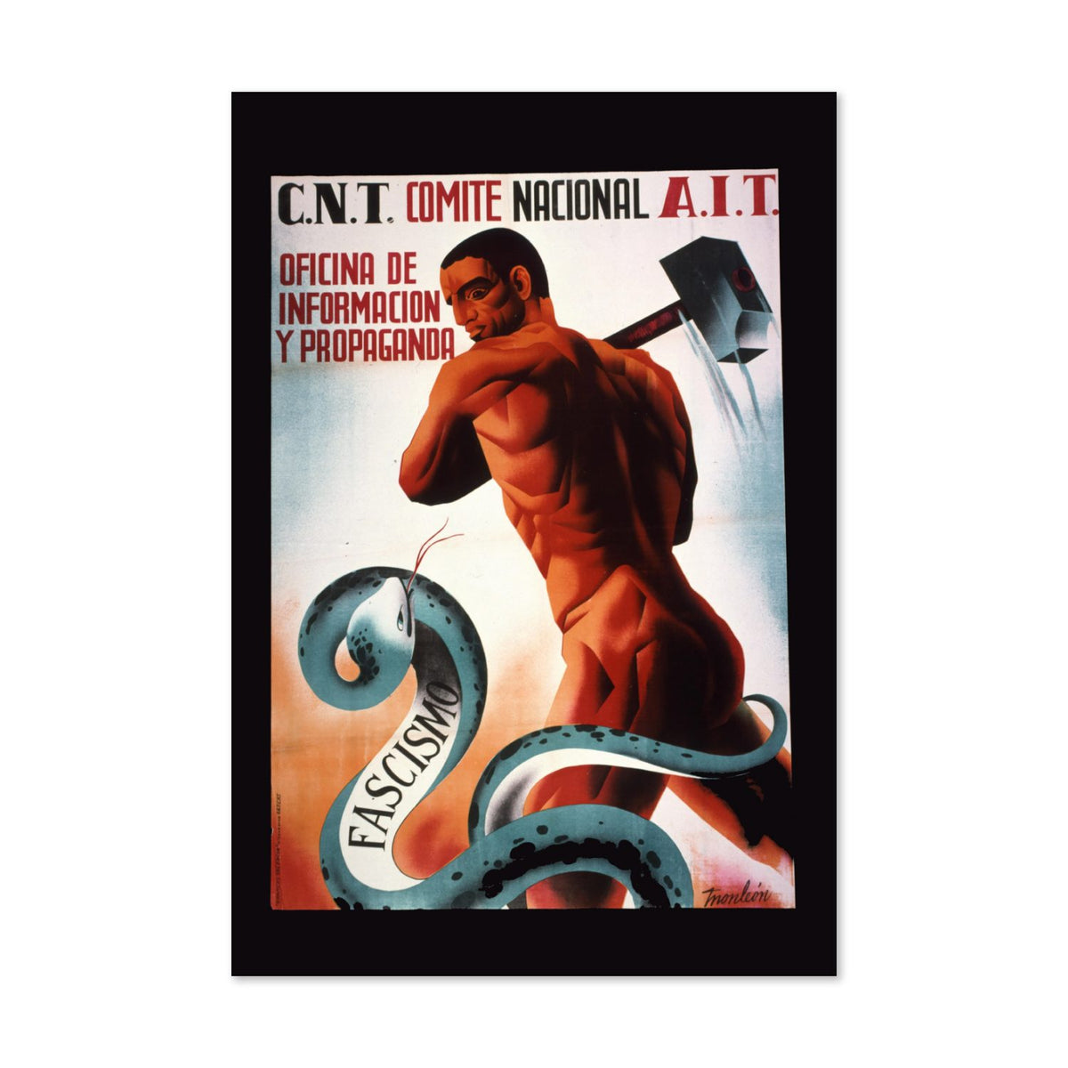 CNT Worker Against Fascism poster print