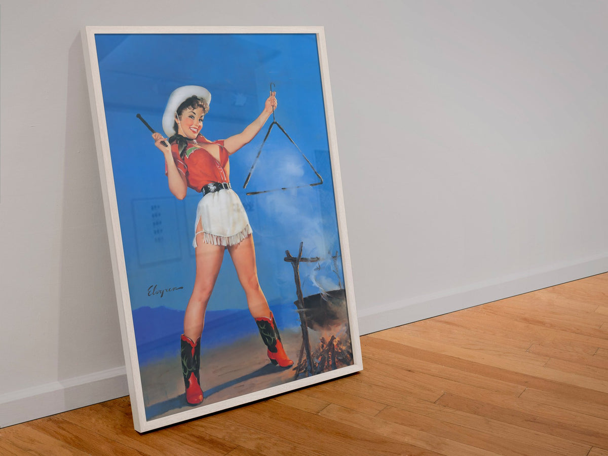 Come and Get It by Gil Elvgren, pin-up poster — leaning frame