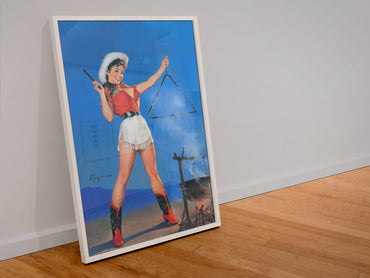 Come and Get It by Gil Elvgren, pin-up poster — leaning frame