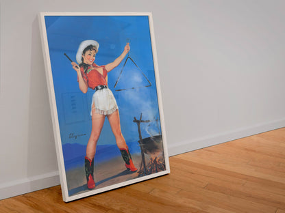 Come and Get It by Gil Elvgren, pin-up poster — leaning frame