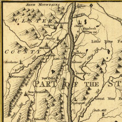 Close-up detail of the Connecticut, New York & Long Island 1777 Map