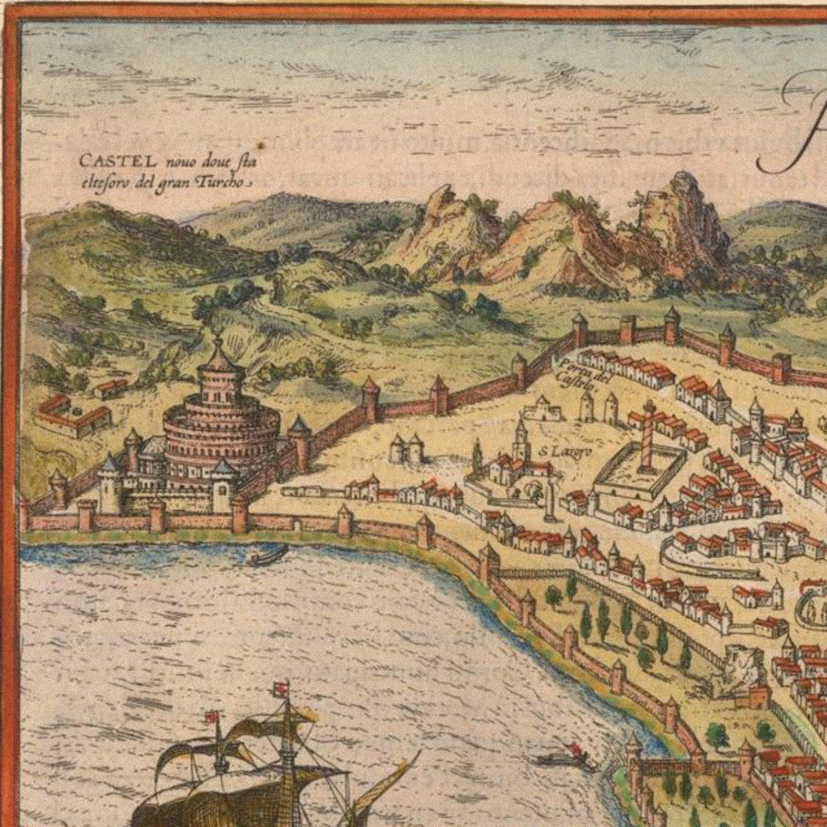 Close-up detail of the Constantinople 1576 Map