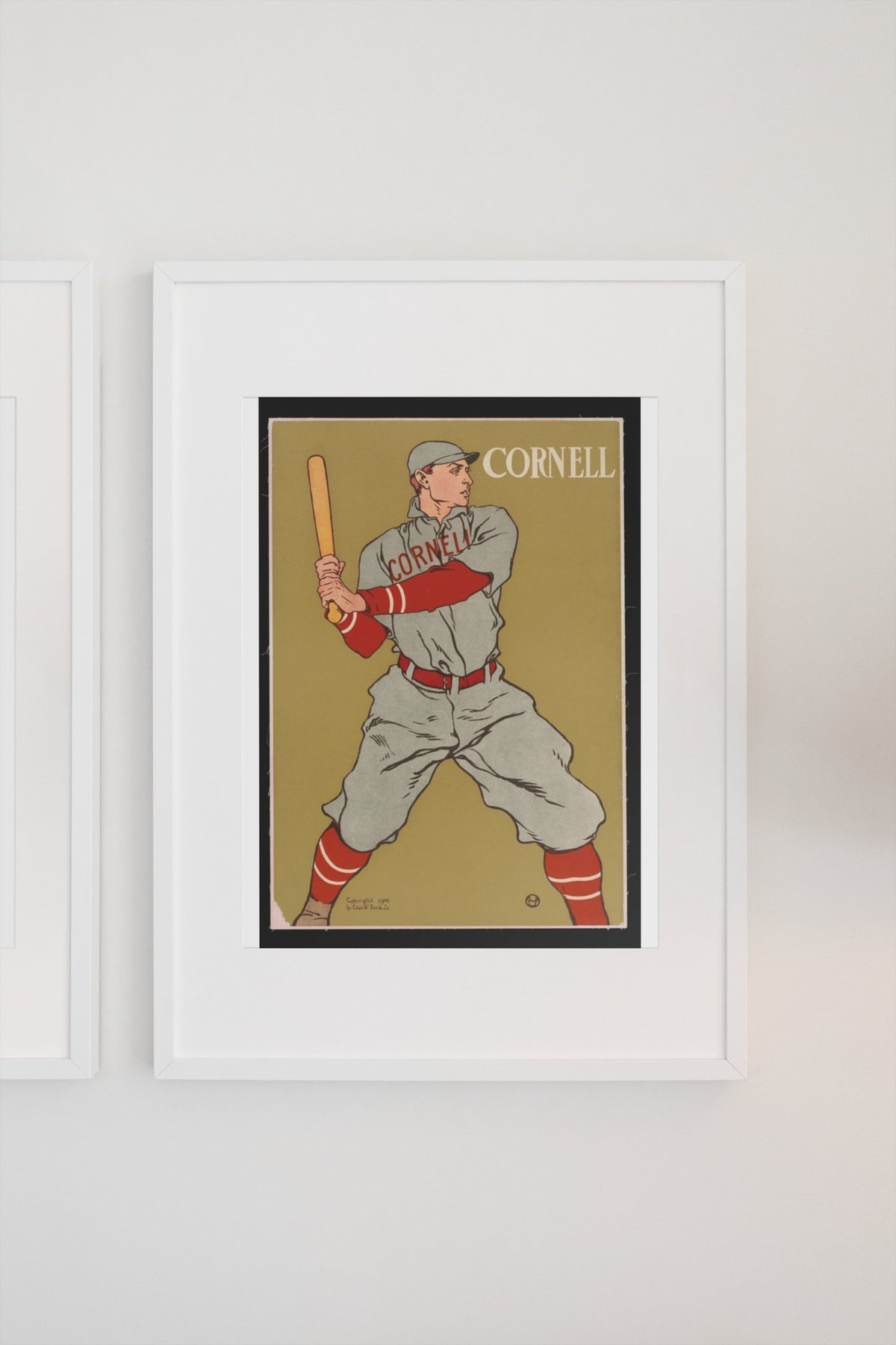 Cornell Baseball 1908 poster on a light wall