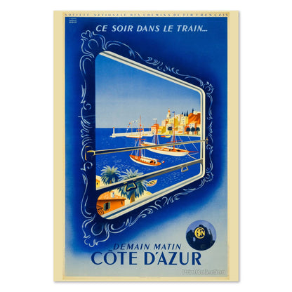 Cote d Azur by Train poster print