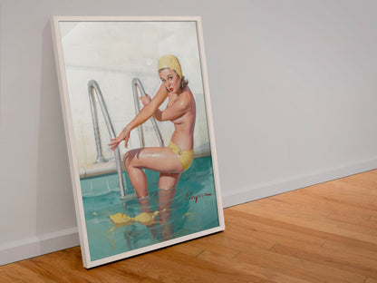 Cover Girl by Gil Elvgren, pin-up poster — leaning frame