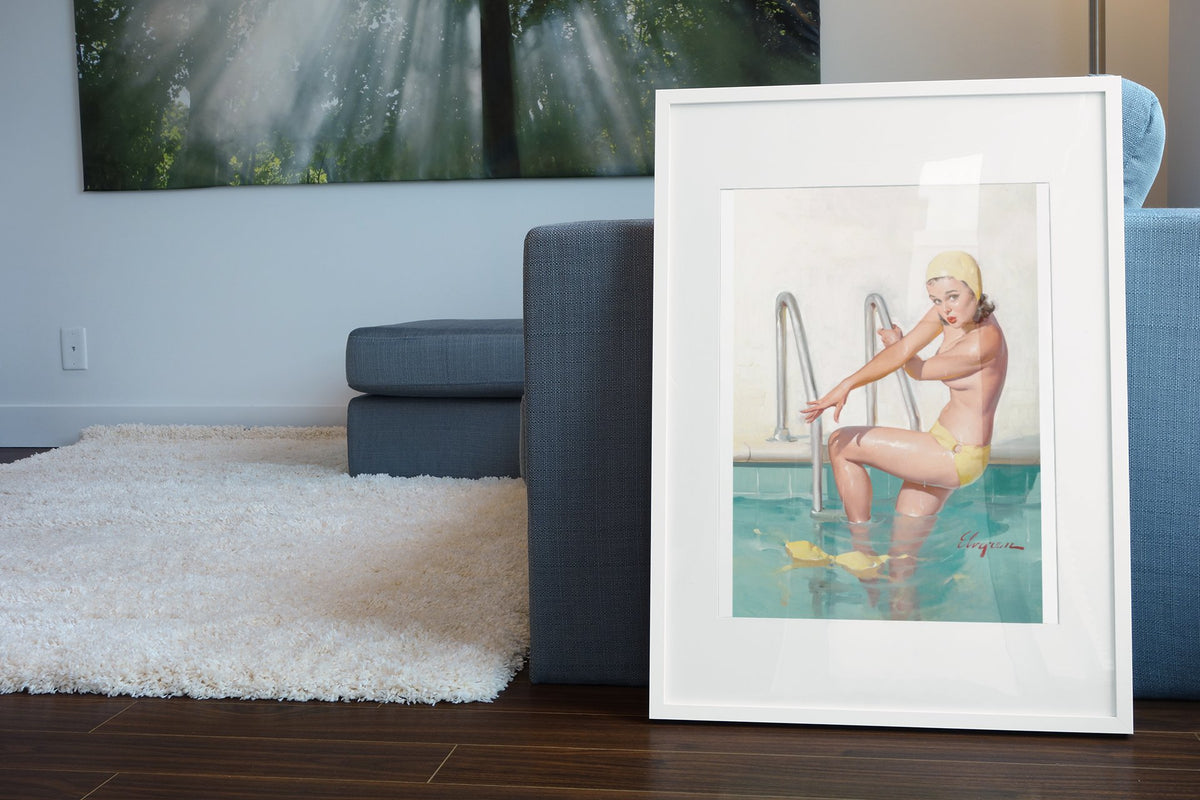 Cover Girl by Gil Elvgren, pin-up poster — living room wall