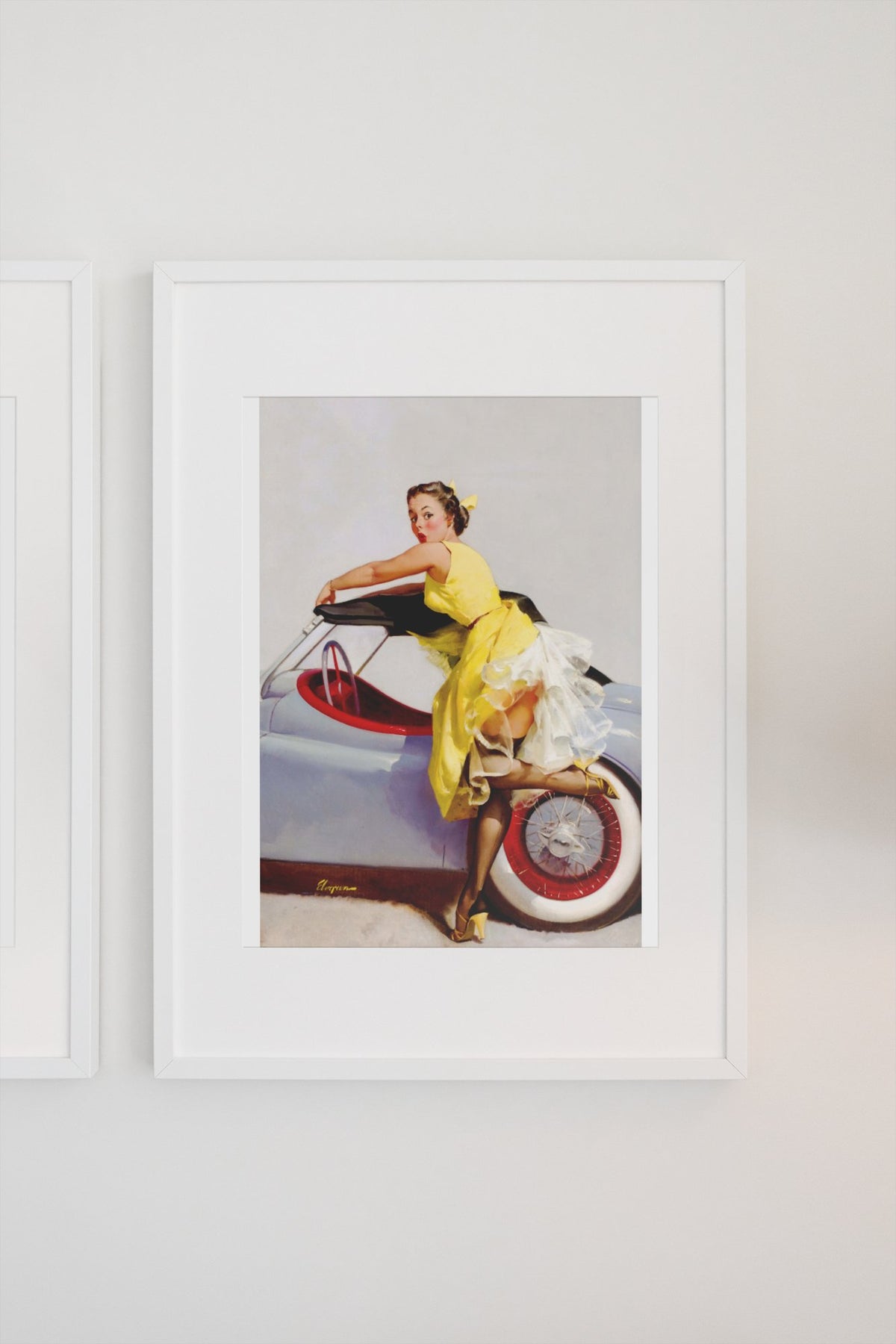 Cover Up by Gil Elvgren, pin-up poster — gallery wall