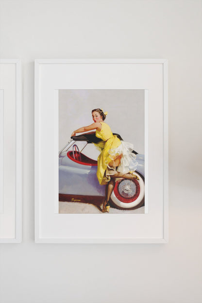 Cover Up by Gil Elvgren, pin-up poster — gallery wall