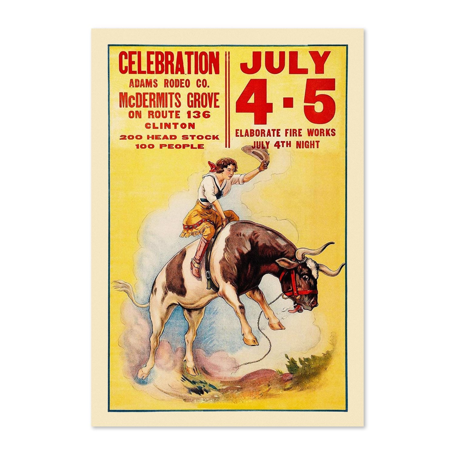 Cowgirl Rodeo Celebration July 4 5 poster print