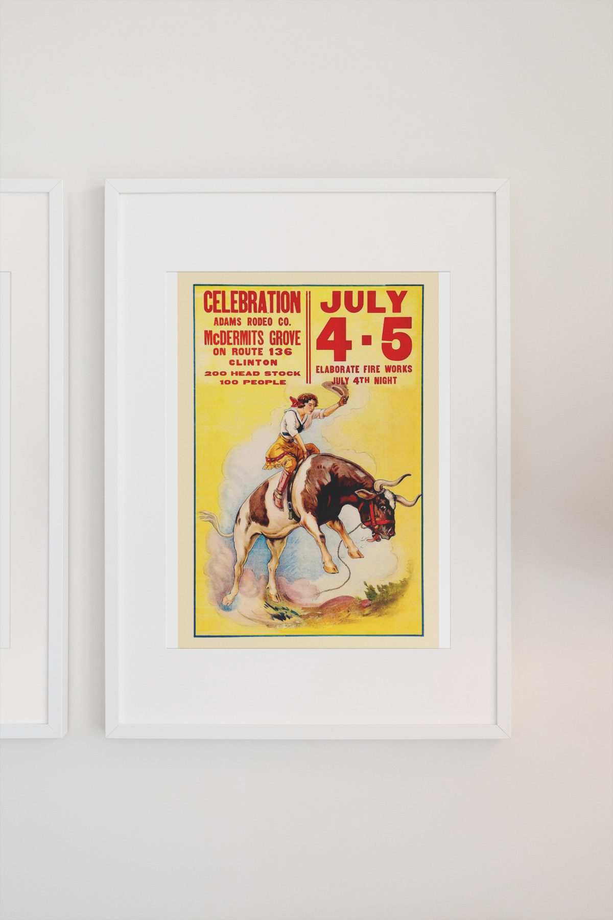Cowgirl Rodeo Celebration July 4 5 poster on a light wall