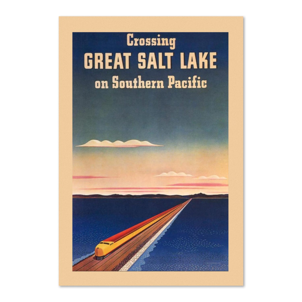 Crossing Great Salt Lake Southern Pacific poster print