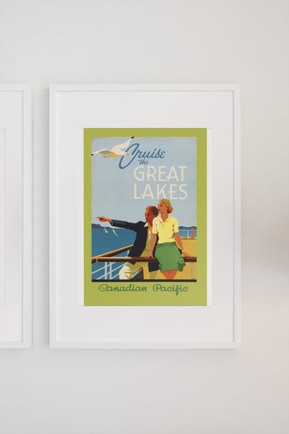 Cruise the Great Lakes Canadian Pacific poster on a light wall