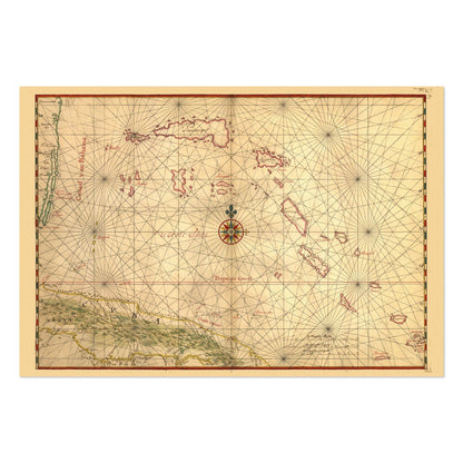 Cuba & Bahamas 1650 Chart vintage print