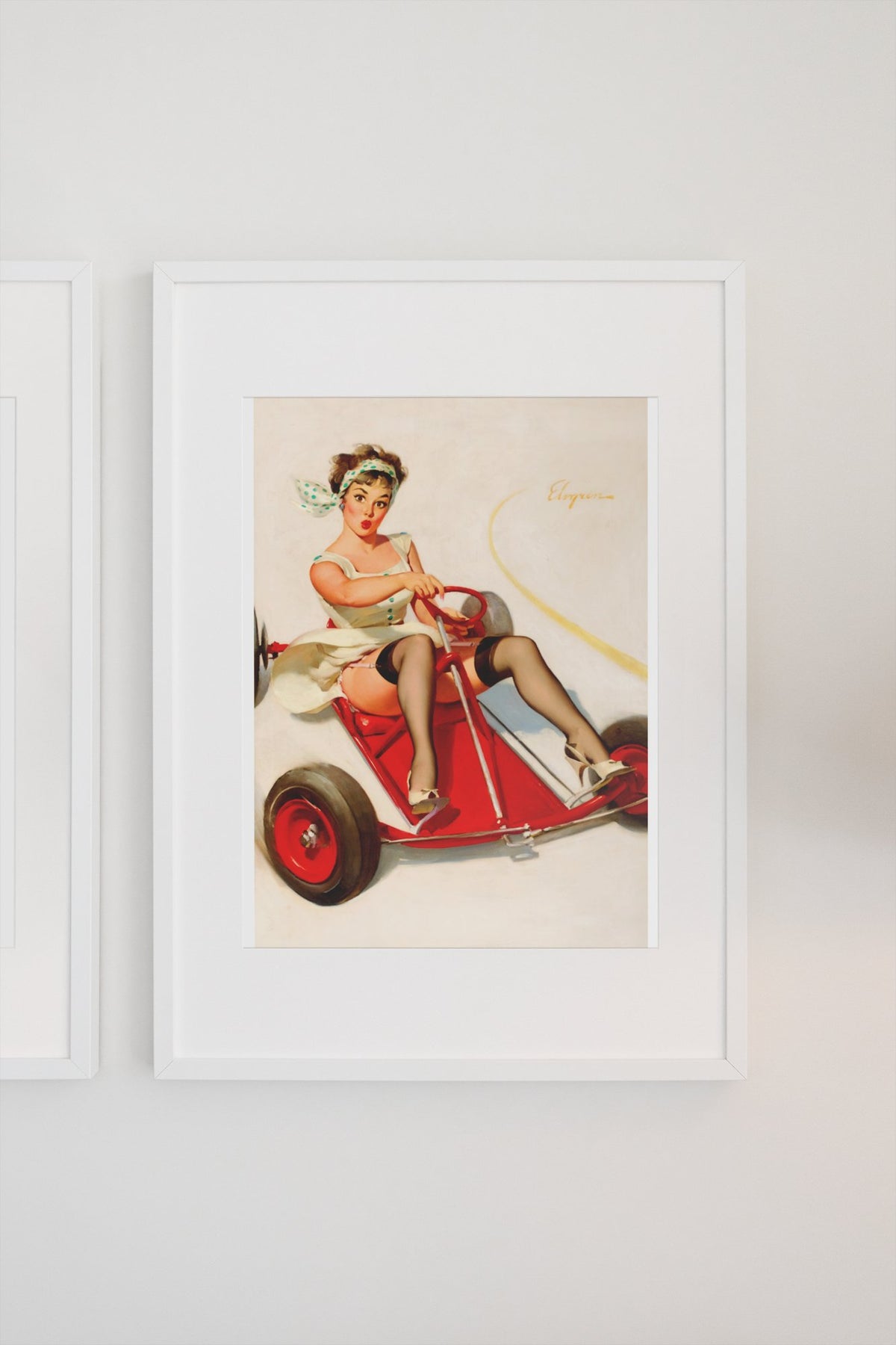 Curving Around by Gil Elvgren, pin-up poster — gallery wall