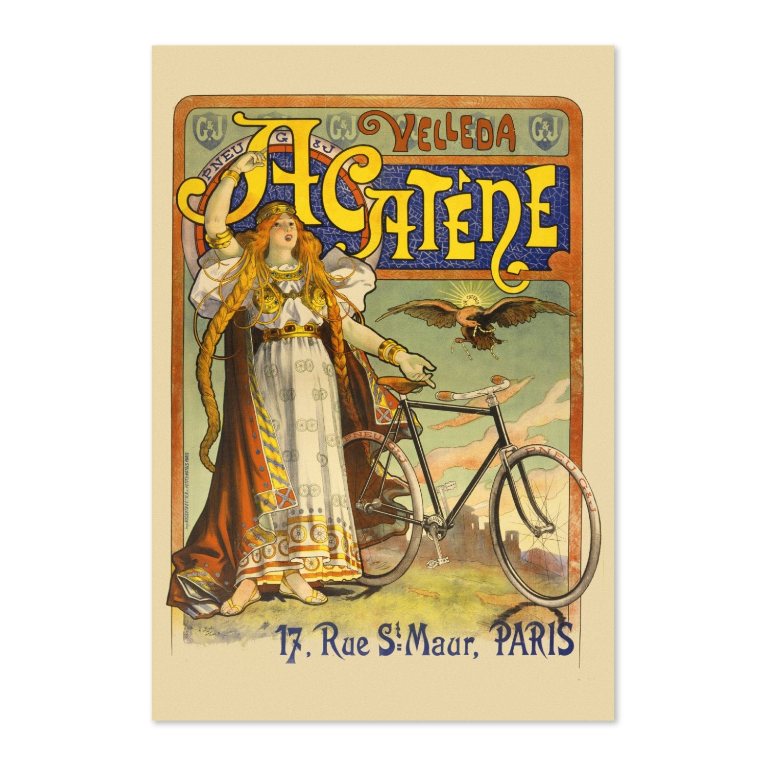Cycles Acatène Paris bicycle poster print