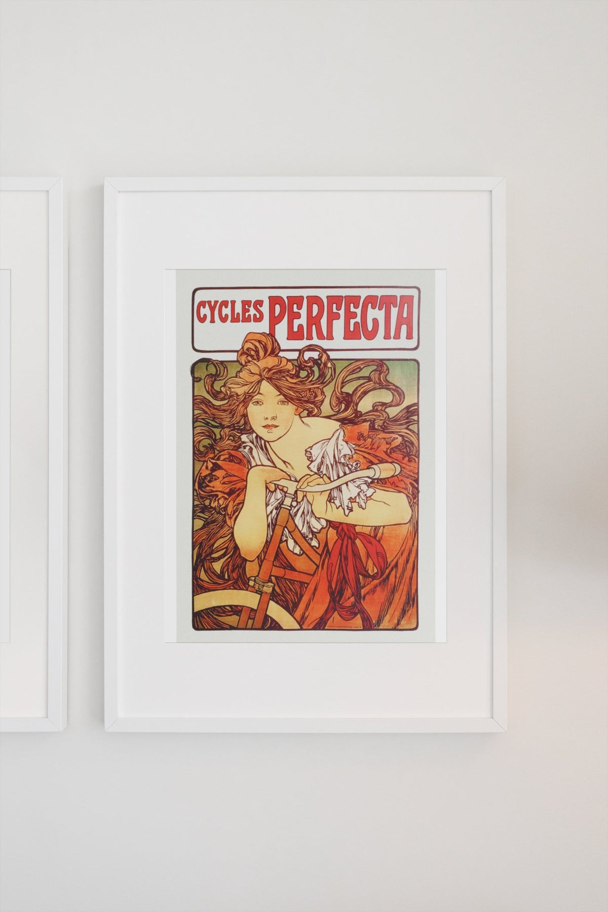 Mucha Cycles Perfecta poster on a light wall