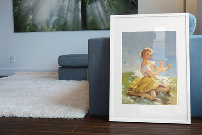 Daisies Are Telling by Gil Elvgren, pin-up poster — living room wall