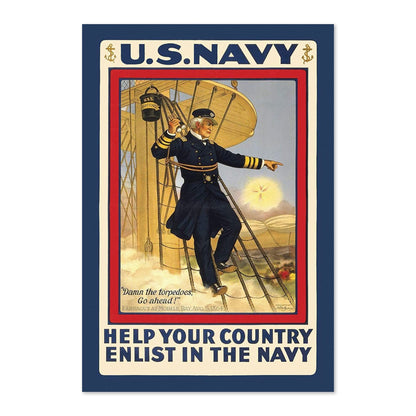 Damn the Torpedoes Enlist in the Navy poster print