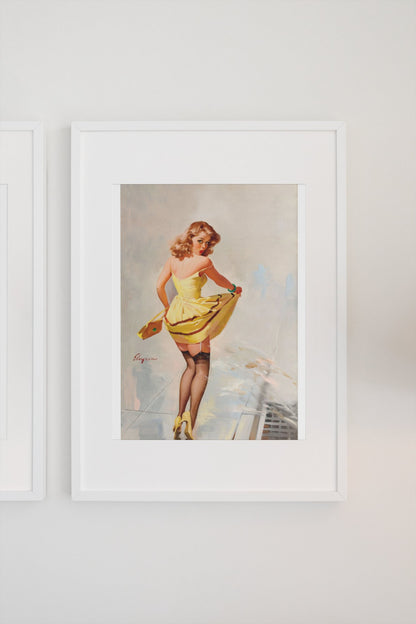 Dampened Doll by Gil Elvgren, pin-up poster — gallery wall
