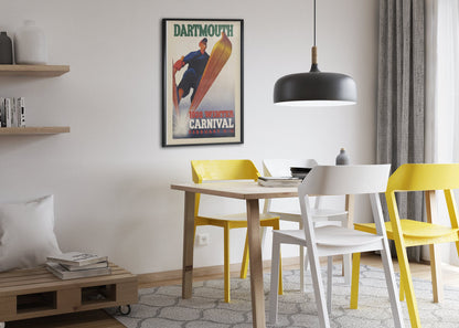 Dartmouth Winter Carnival 1938 poster framed above a dining table