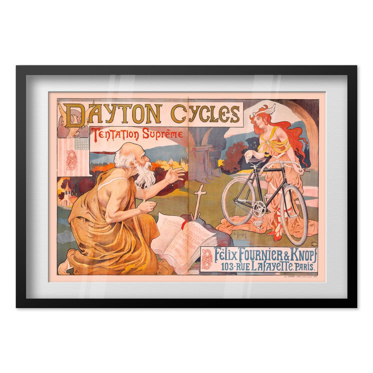 Dayton Cycles Tentation Supreme poster in a black frame