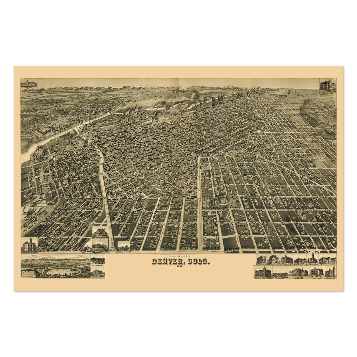 Denver 1889 Panoramic Map poster print