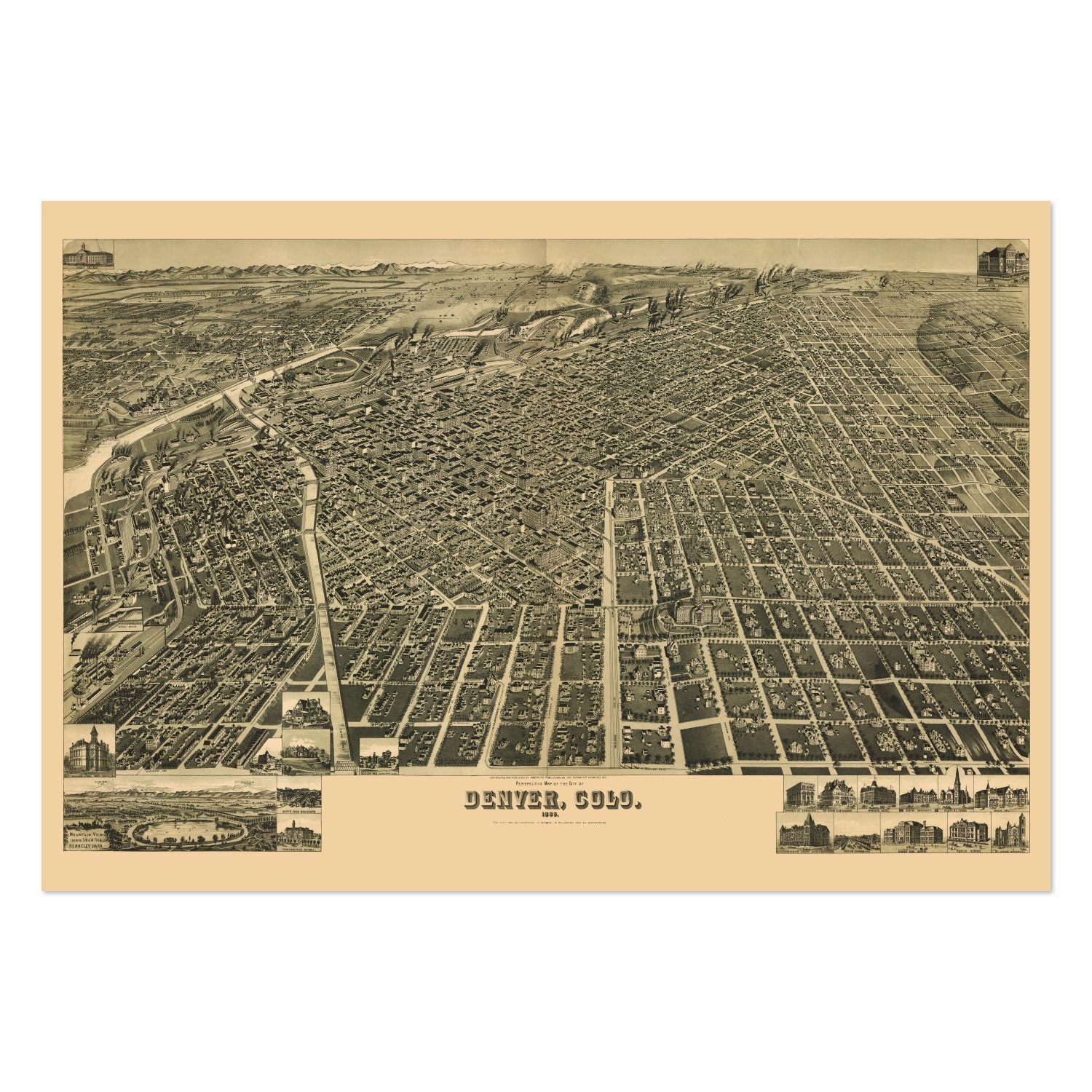 Denver 1889 Panoramic Map poster print