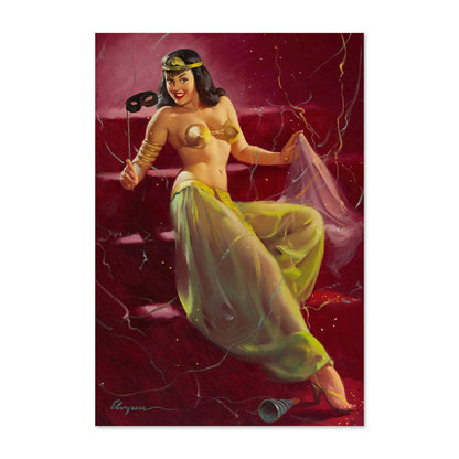 Did You Recognize Me by My Voice? by Gil Elvgren, pin-up poster — framed print