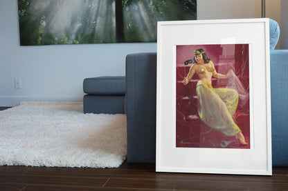 Did You Recognize Me by My Voice? by Gil Elvgren, pin-up poster — living room wall