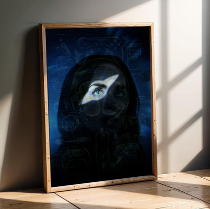 Disclosure Day (2026) Movie Key Art poster in an oak frame leaning on a wooden floor