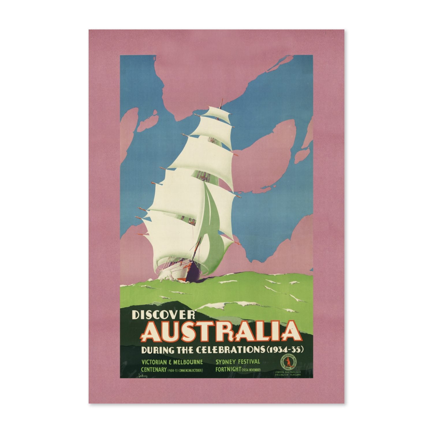 Discover Australia 1934 poster print