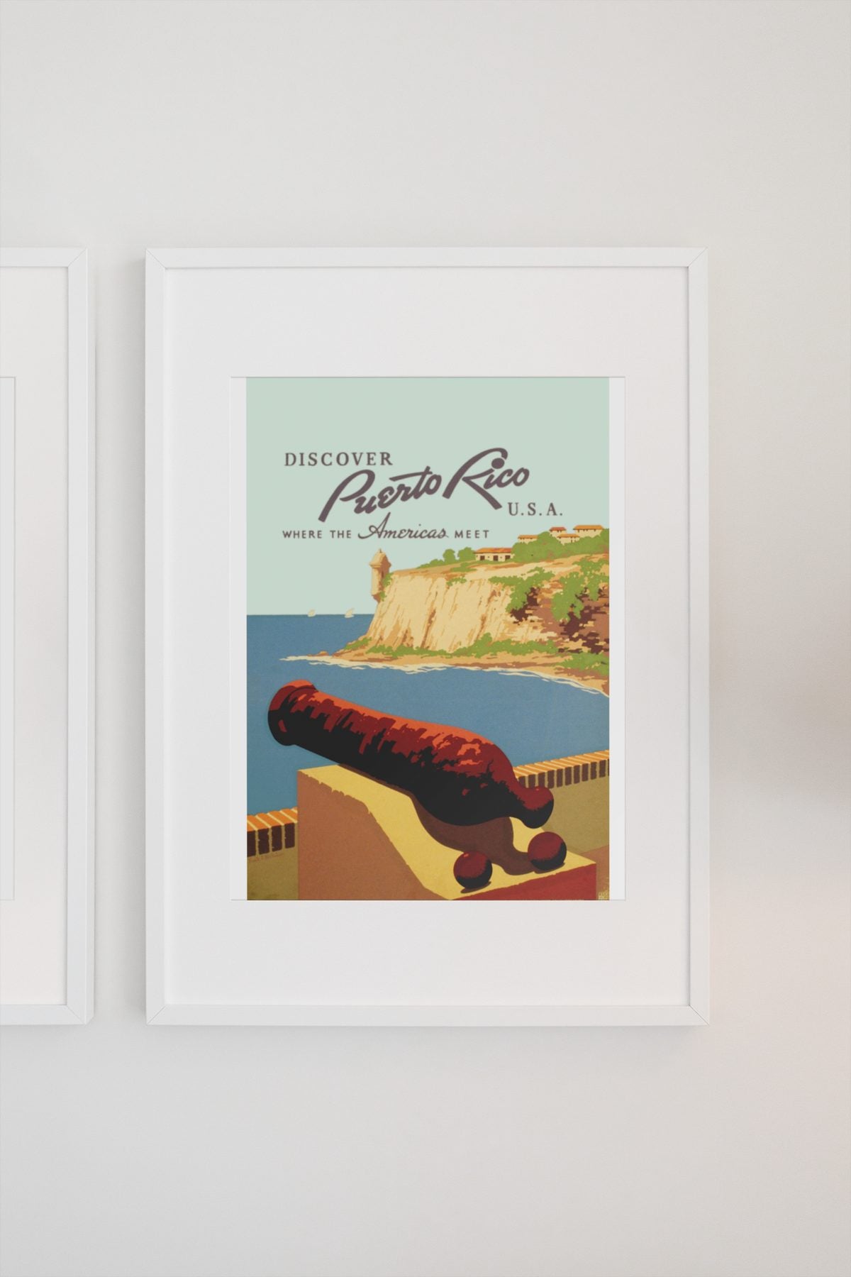 Discover Puerto Rico poster on a light wall