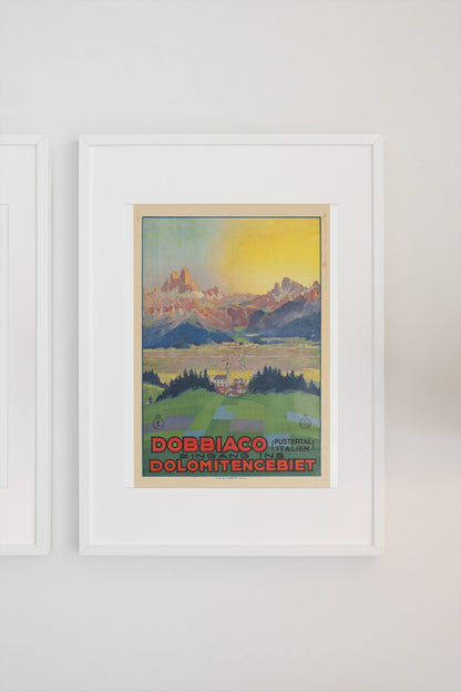 Dobbiaco — Dolomites poster on a light wall