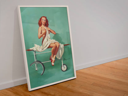 Doctor's Office by Gil Elvgren, pin-up poster — leaning frame