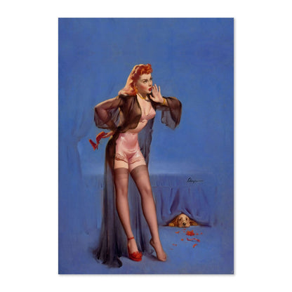 Doggone by Gil Elvgren, pin-up poster — framed print