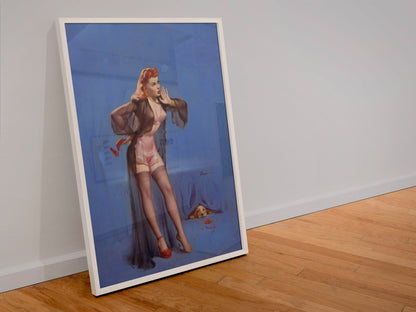 Doggone by Gil Elvgren, pin-up poster — leaning frame