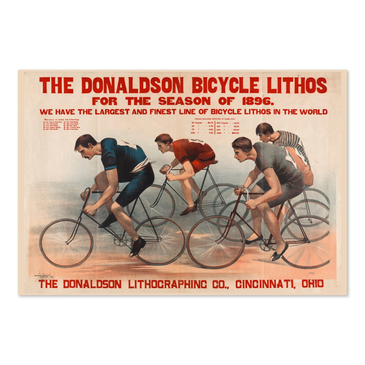 Donaldson Bicycle Racing 1896 poster print