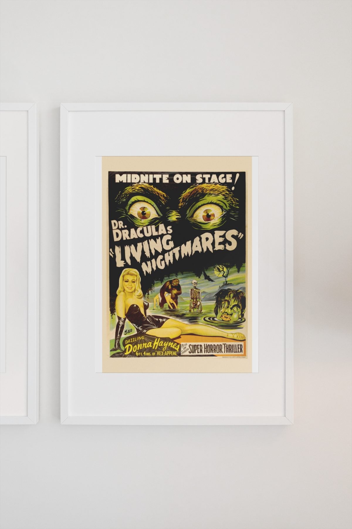 Dr Draculas Living Nightmares poster on a light wall