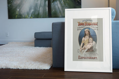 Dr Jaynes Tonic Vermifuge poster leaning beside a blue sofa