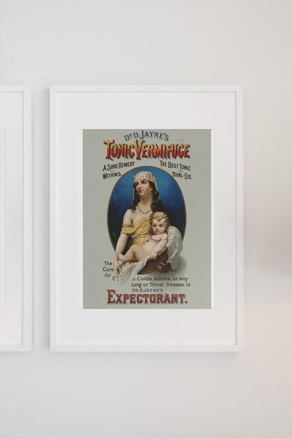 Dr Jaynes Tonic Vermifuge poster on a light wall