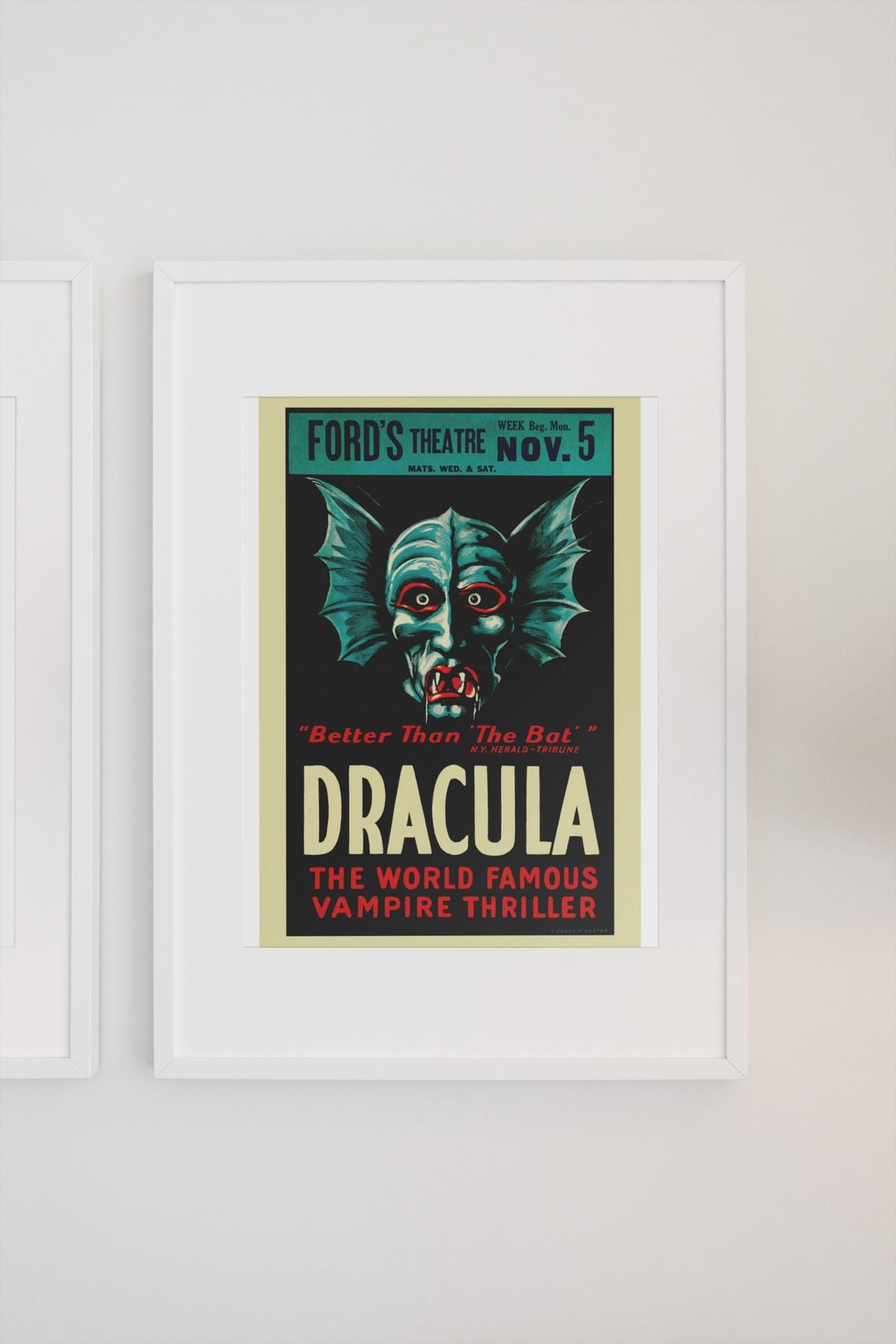 Dracula The Vampire Play poster on a light wall