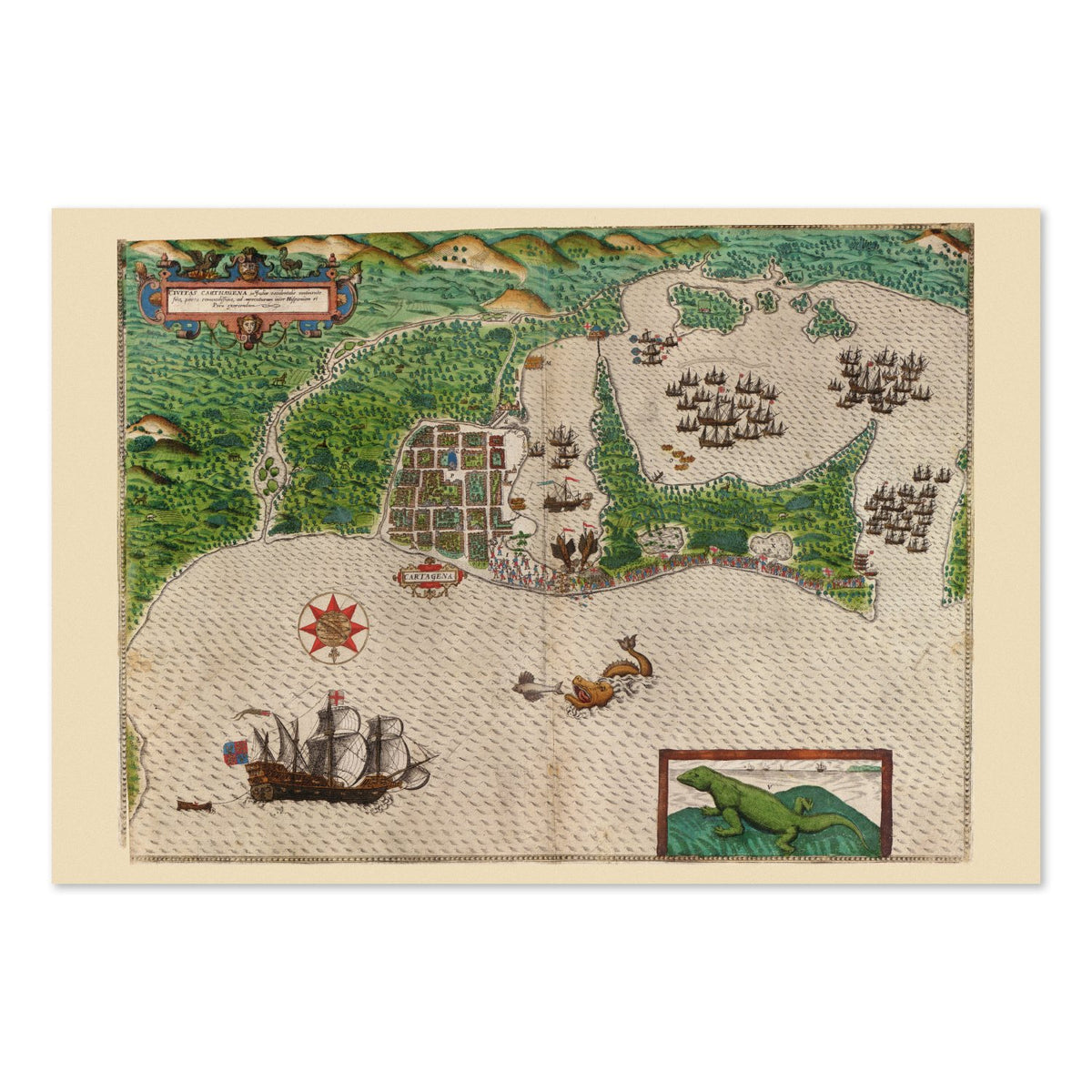 Drake Capture of Cartagena 1586 poster print